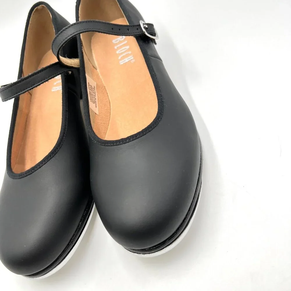 6.5N 6.5 NARROW WIDTH Bloch S0302L Tap On‎ Black Leather Mary Jane Dance Shoes